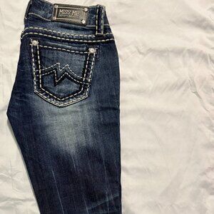 Miss Me Skinny Blue Jeans- Distressed